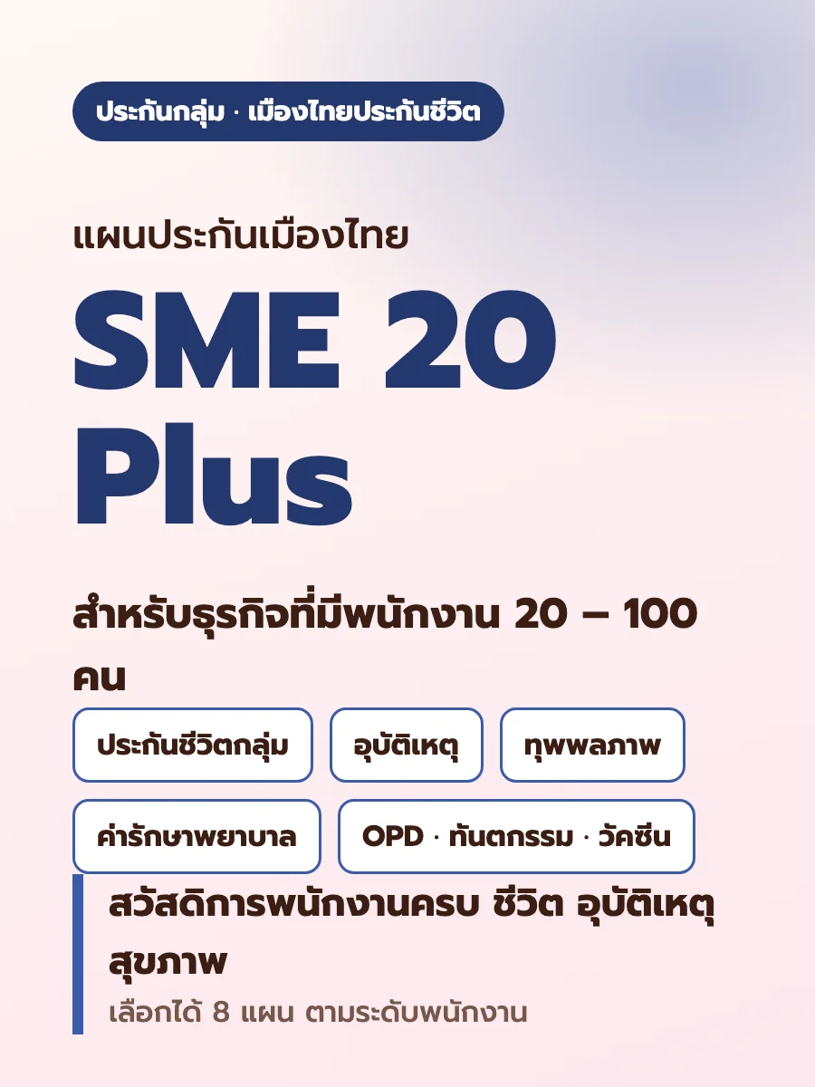 ประกันกลุ่มเมืองไทย SME 20 Plus